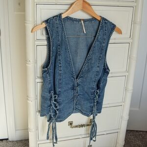 Free People lace-up denim vest